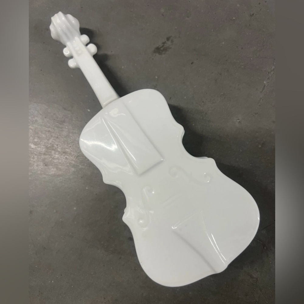White Porcelain Violin Decor Piece with Lid